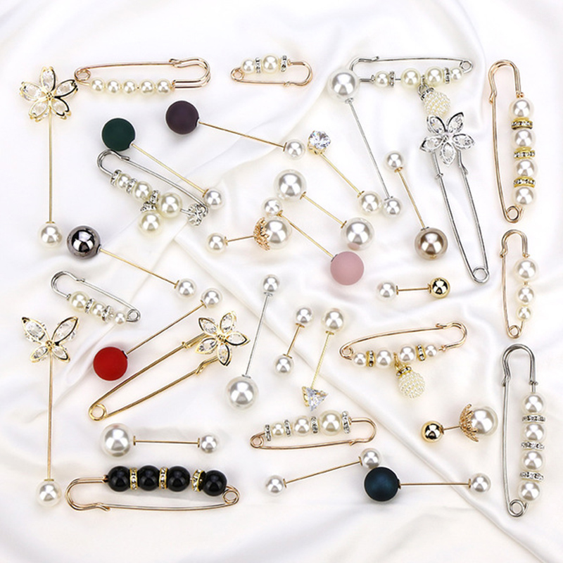 Broches de Cuentas grandes para ropa de mujer, Pin de solapa de perlas, broche de vestido, pines, insignia, accesorios, barato, novedad