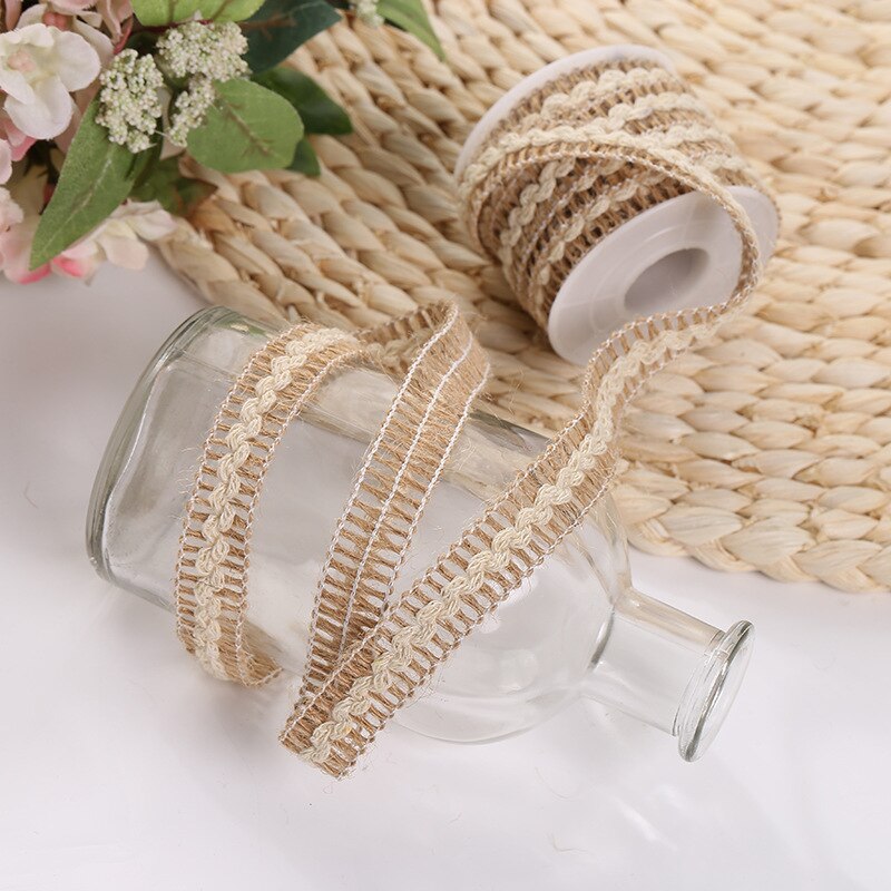 1pcs/lot handmade just rope DIY wedding Christmas green leaf hemprope decoration Craft hemp rope multi style roll lace ribbon: 5   length  5meters