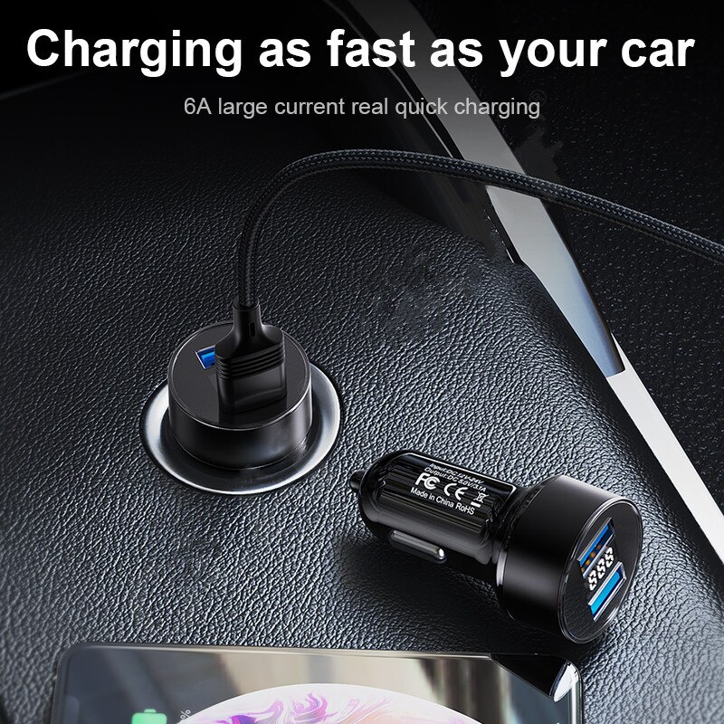 2 In 1 Car Charger Voor Iphone Samsung Huawei Dual Usb Auto Fast Charger Led Digitale Display Universele Mobiele Telefoon auto Adapter