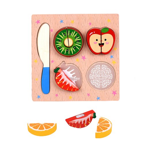 3D Wooden Puzzle Cutting Fruits Vegetables String Pretend Play Learning Early Educational Toys For Children Kids: G