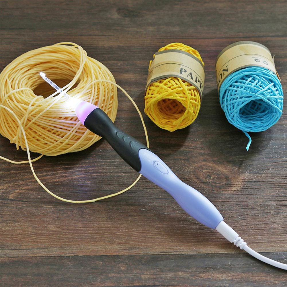9-in-1 USB leuchtende Häkelnadeln Stricknadeln LED Nähwerkzeuge einstellen DIY Weben zur Seite fahren Werkzeug Bausatz