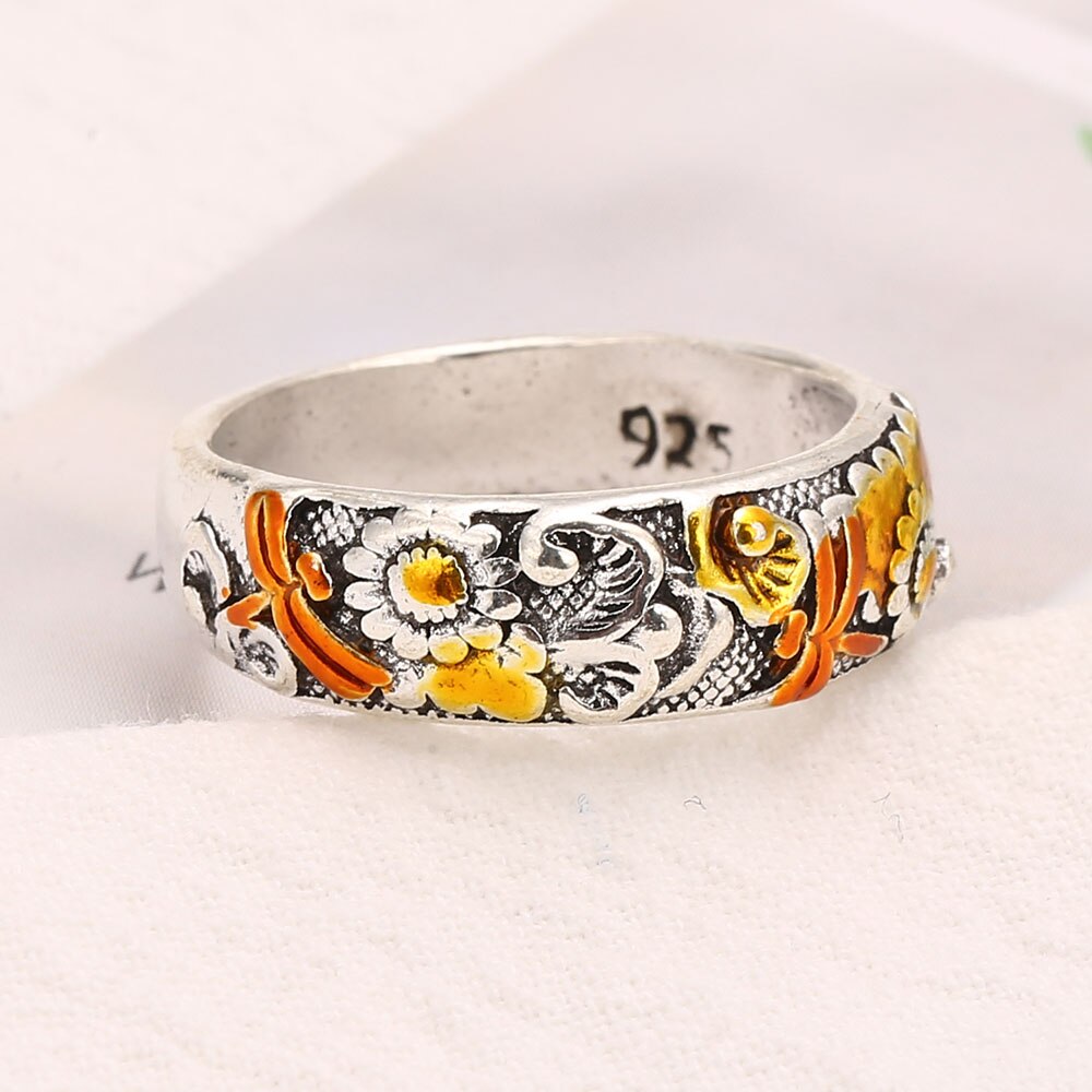 Vintage Geschnitzt Ring Unisex Blume Libelle Tier Männlichen und Weiblichen Ringe Party Jahrestag für Freund Ring Schmuck