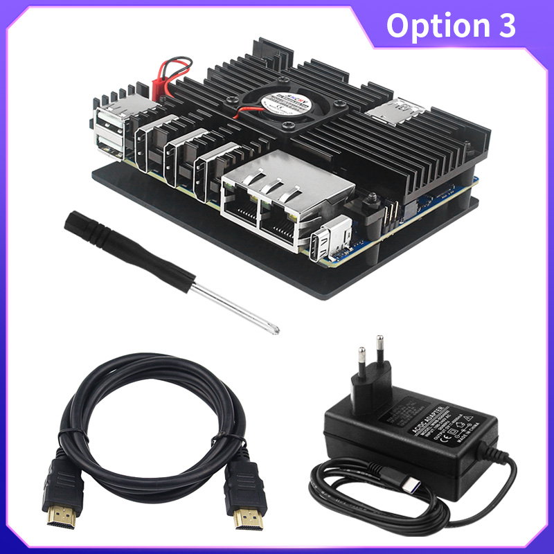 Orange  pi 5 plus aluminium behuizing met actieve en passieve metalen koeling, ventilator en koelribben, metalen behuizing voor orange  pi 5 plus: Wit
