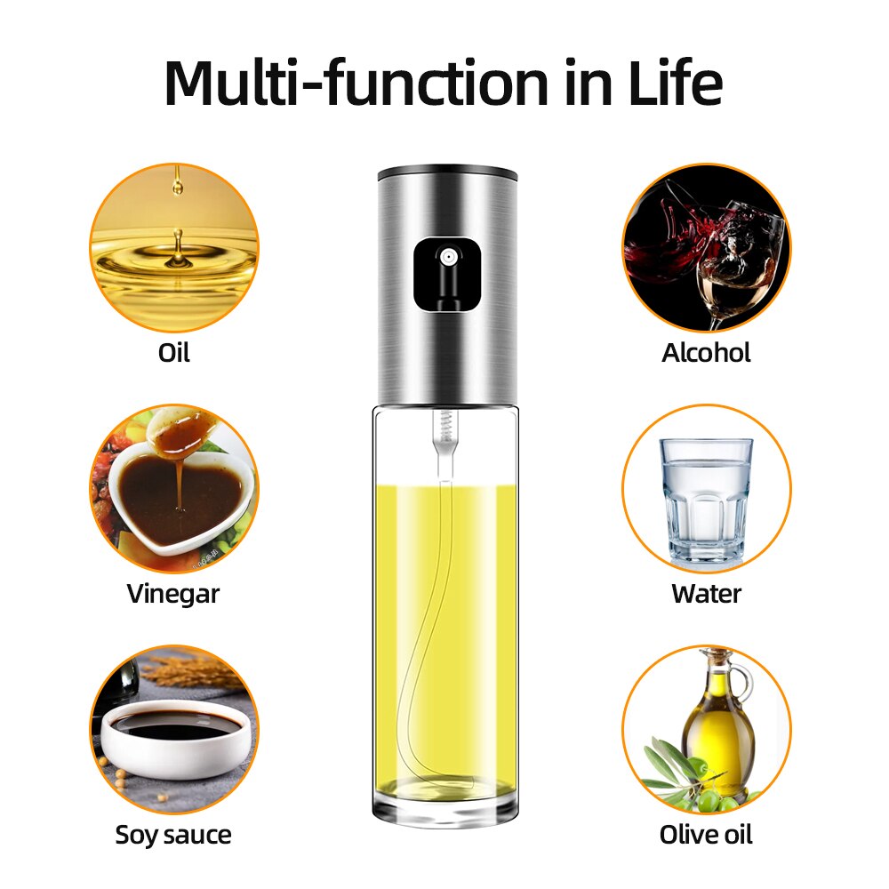 Kitchen Olive Oil Bottle Dispenser Glass Oil Pump Spray Bottle Sprayer for Oil and Vinegar Leak-Proof BBQ Sprayer Cookware Tools