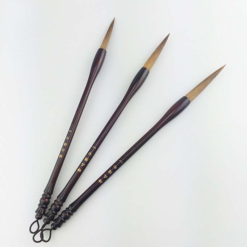 Chinese Huzhou Calligraphy Pen Long Weasel Hair Brush Pen Regular Script Running Cursive Chinese Painting Outline Writing Brush