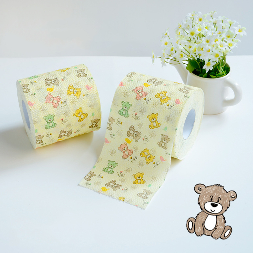 1 Pcs Bear Printing Roll Papieren Handdoek Leuke Cartoon Core Bad Toilet Roll Paper 3-Lagen Tissue Wetable Huishouden toiletpapier