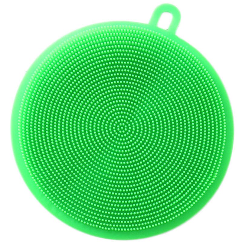 Multifunction Silicone Sponge Bowl Cleaning Brush Silicone Scouring Pad Silicone Dish Sponge Kitchen Pot Cleaner Washing Tool: Green