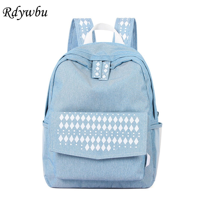 Rdywbu Denim Backpack - National Style Laptop Bag - 20-35L - Unisex Travel School Bag