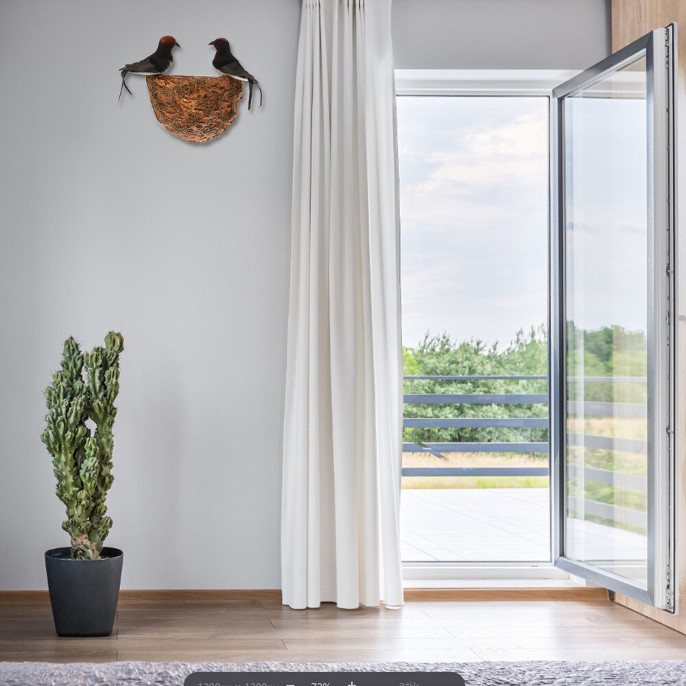 1 Set Artificial Bird Nest Decor Bird Nest Adornment with Simulation Swallows