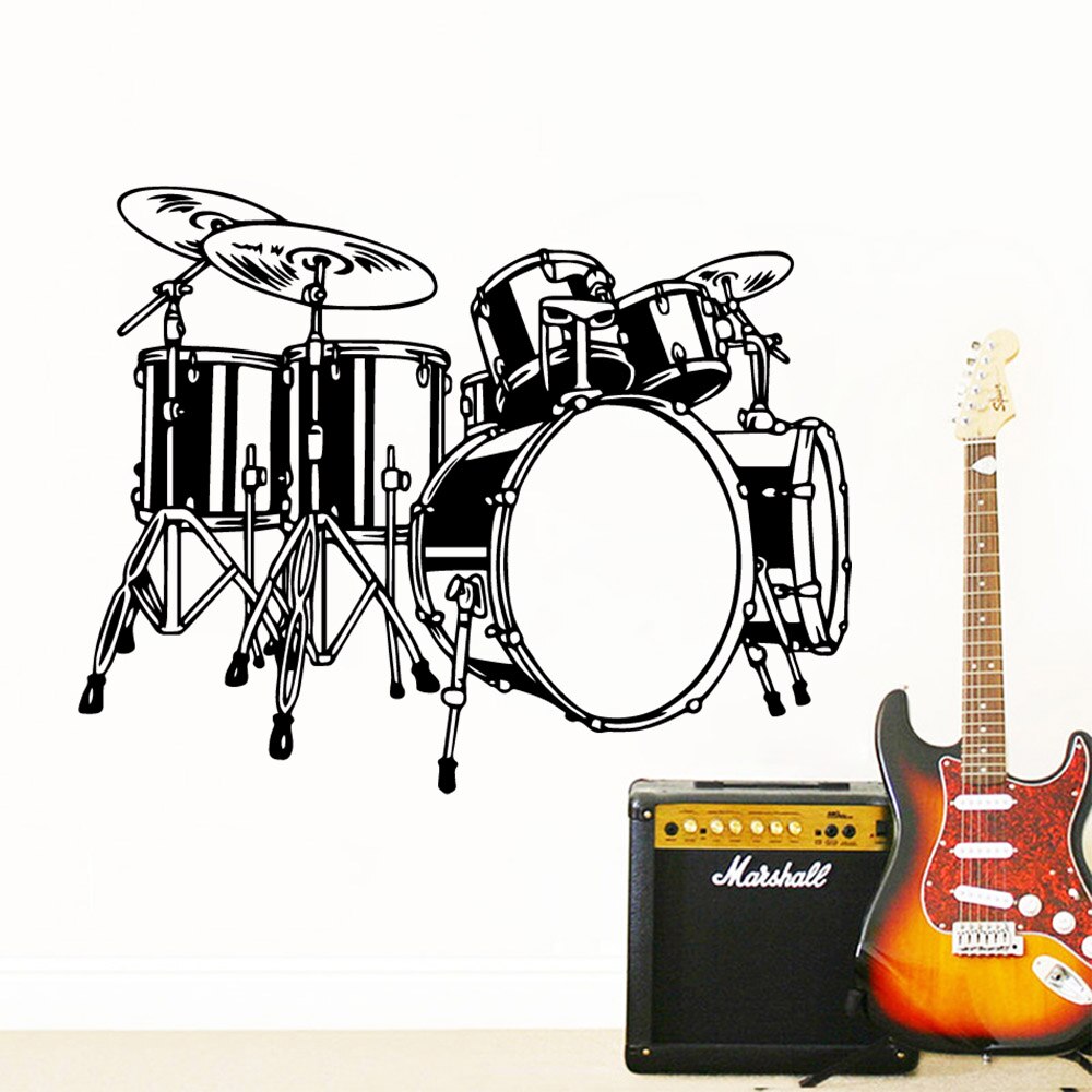 Fou musique tambour vinyle Art chambre décoration décor décalcomanie salon chambre autocollant Mural barre papier peint affiche murale décor