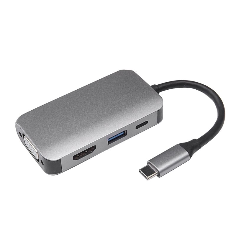 Mini 4-in-1 Display Port Hub TV Adapter Cable Expansion Dock Digital Wire Converter Spare Parts: Default Title