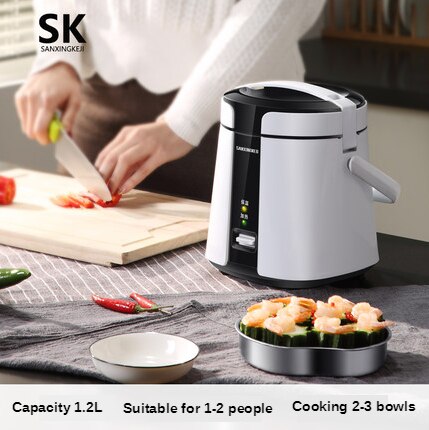 Multifunksjonell riskoker bærbar husholdnings riskoker non-stick panne mini 1.2l liten riskoker: Hvit / Au