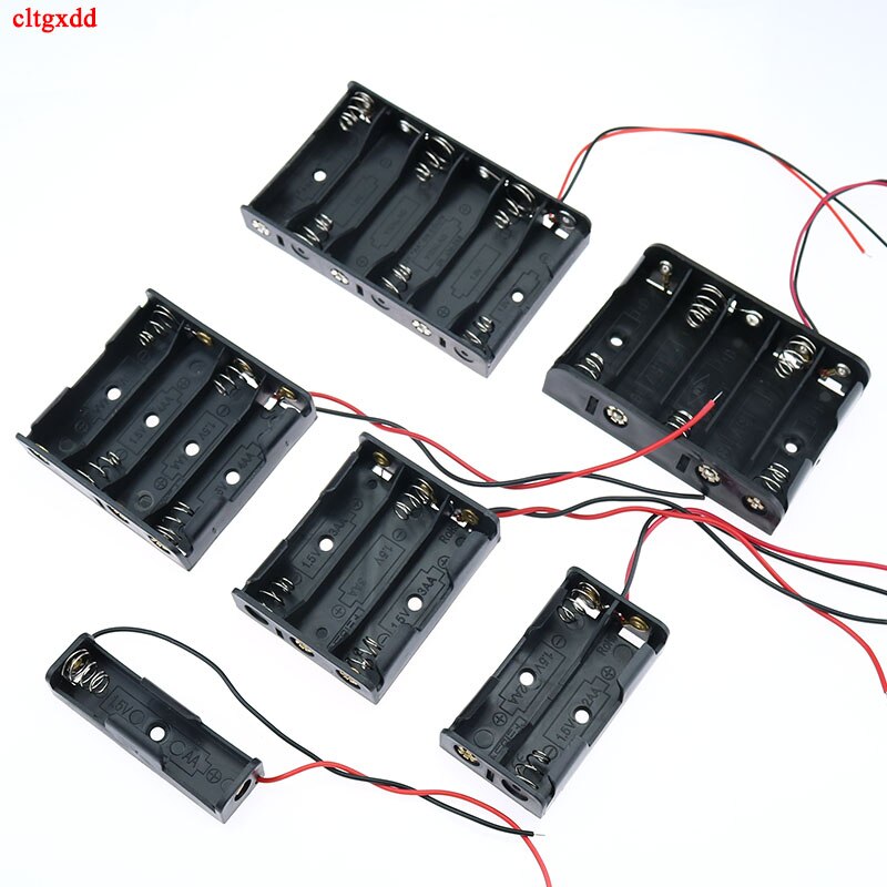 1x 2x 3x 4x 5x 6x aa batteriboksveskeholder med ledningsledninger side om side batteriboks som kobler loddetinn til 1.5v aa batterier