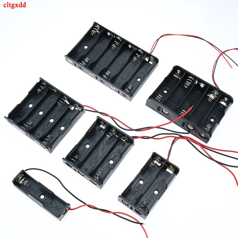 1x 2x 3x 4x 5x 6x aa batteriboksæskeholder med ledningsledninger side om side batteriboks, der forbinder lodde til 1.5v aa batterier