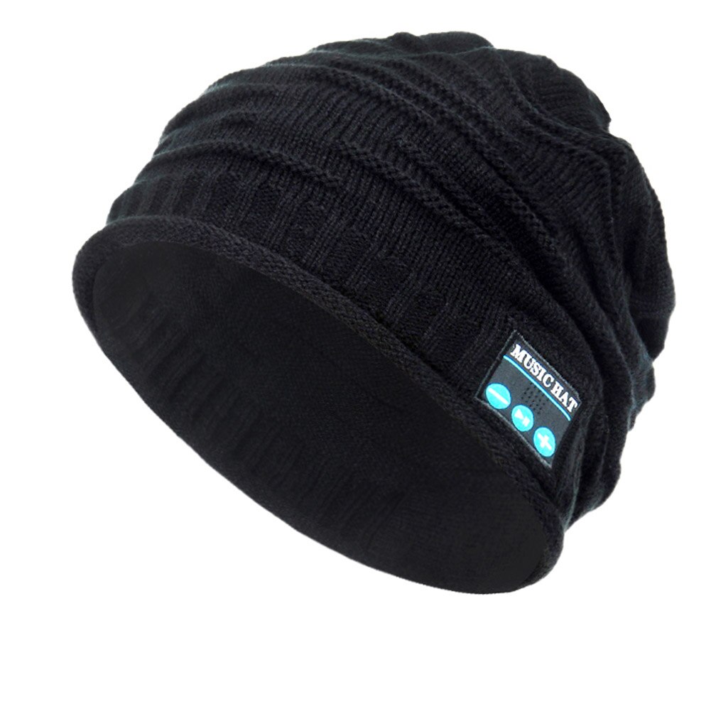 Bluetooth musik strik beanie hat trådløs smart varm cap headset højttaler med mikrofon  hb88: Sort
