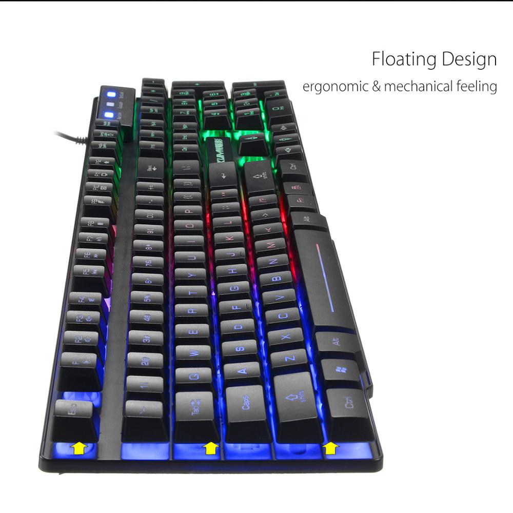 USB Wired T6 backlit gaming keyboard and mouse set T6 Suspended manipulator keyboard waterproof 800-2400DPI adjustable mouse
