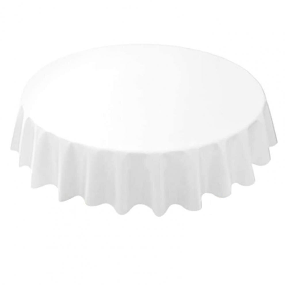 84 Inch Round Tablecloth Simple Disposable PE Waterproof Thicker Table Cover Fabric for Home: White