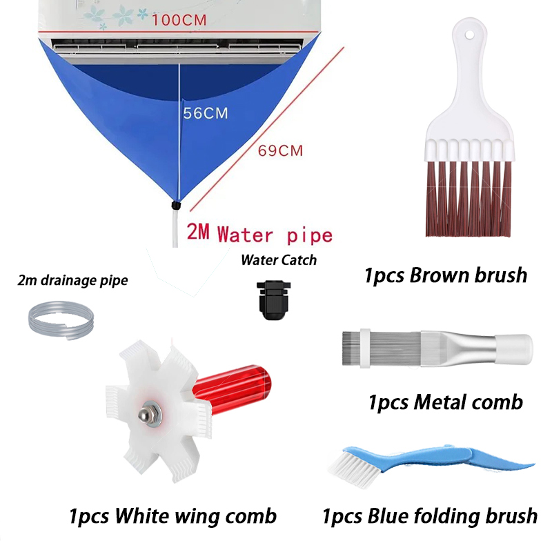 Kit de cubierta de limpieza de aire acondicionado, bolsa de limpieza a prueba de agua y suciedad para herramientas de limpieza de aire acondicionado montadas en la pared del hogar: Negro