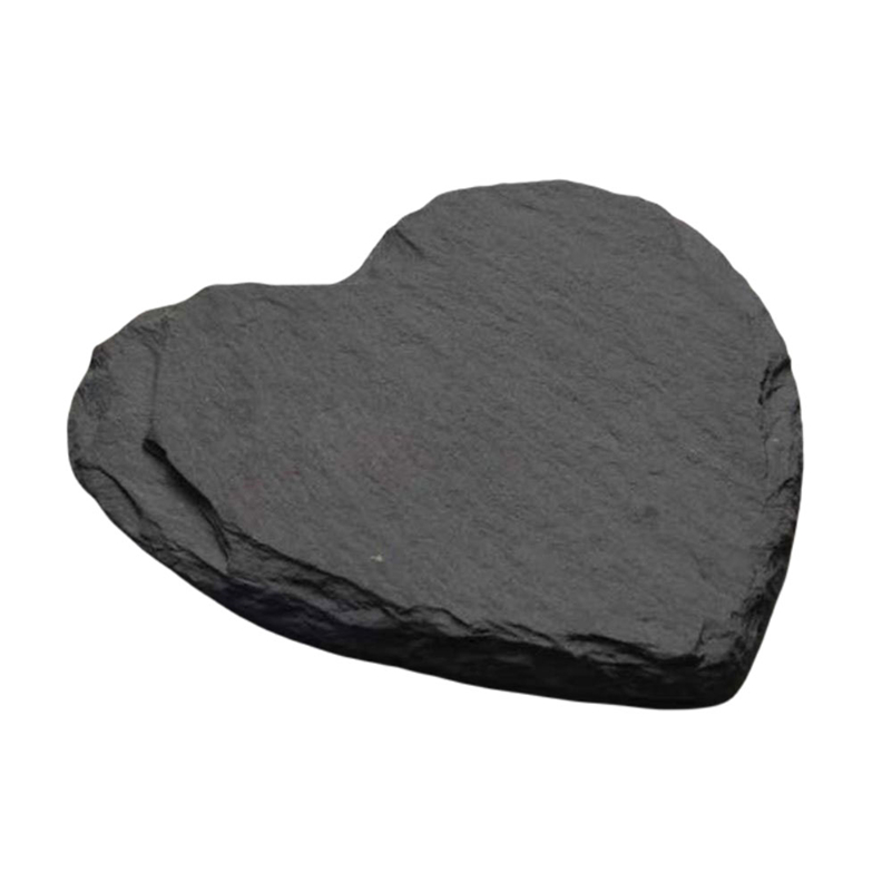 Western Round Natural Steak Plates Slate Coasters Dinner Plate Kitchen Dish Plate BBQ Dessert Cake Dishes Pizza Fruit Tray: heart