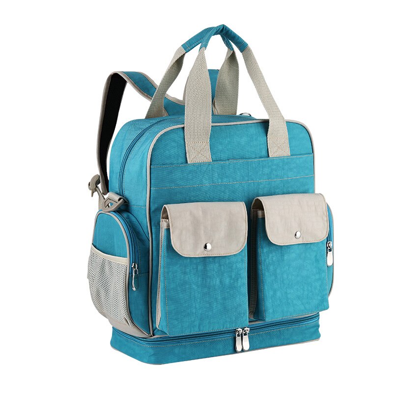 Insular Baby Luierzakken Nylon Baby Luier Tas Grote Capaciteit Mummie Wandelwagen Zakje Rugzak Multi-Functionele Baby Verpleging Tassen: Aqua