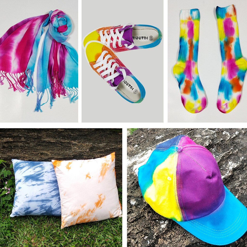 Stof tekstil farverigt et trin kunst håndværk permanent med pigment stof dekoration ikke giftig diy tekstil maling slipsfarve kit 5 stk