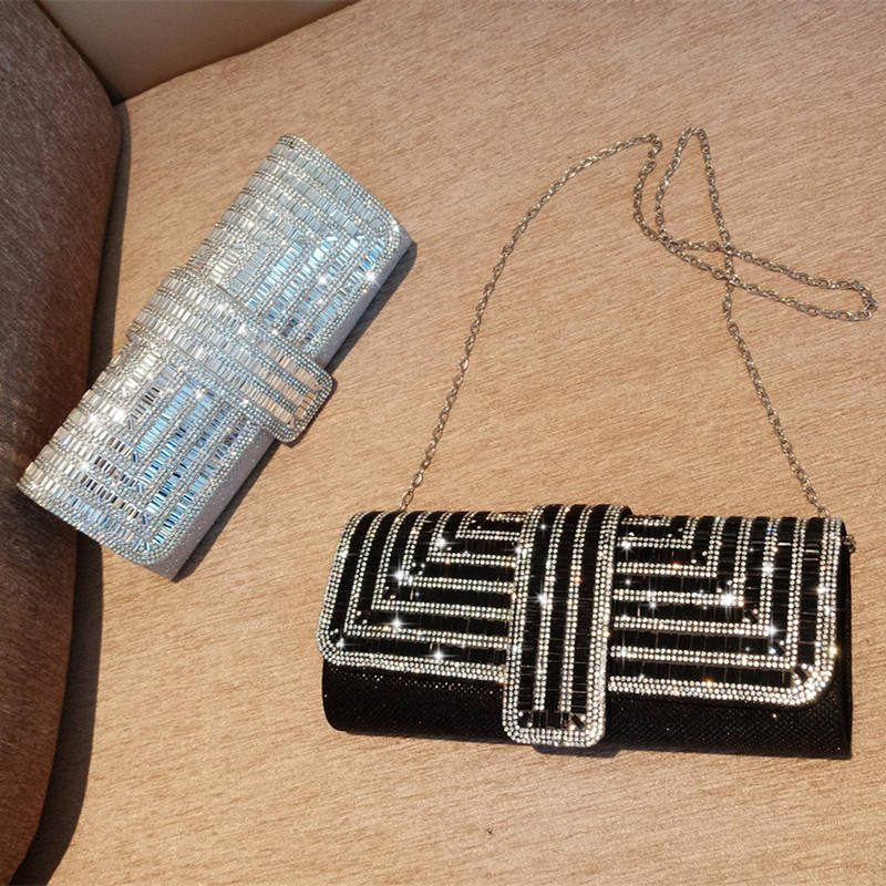 Fabrik direkte salg pind diamant tre rabat middagstaske hånd armhule kæde bryllupsfest krystal aften clutch taske