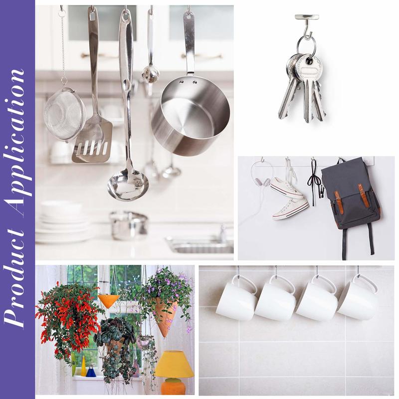 8/12 pieces of magnetic hook powerful hook magnet holder 10kg wall suction hook holder support hardware magnetic tool silver