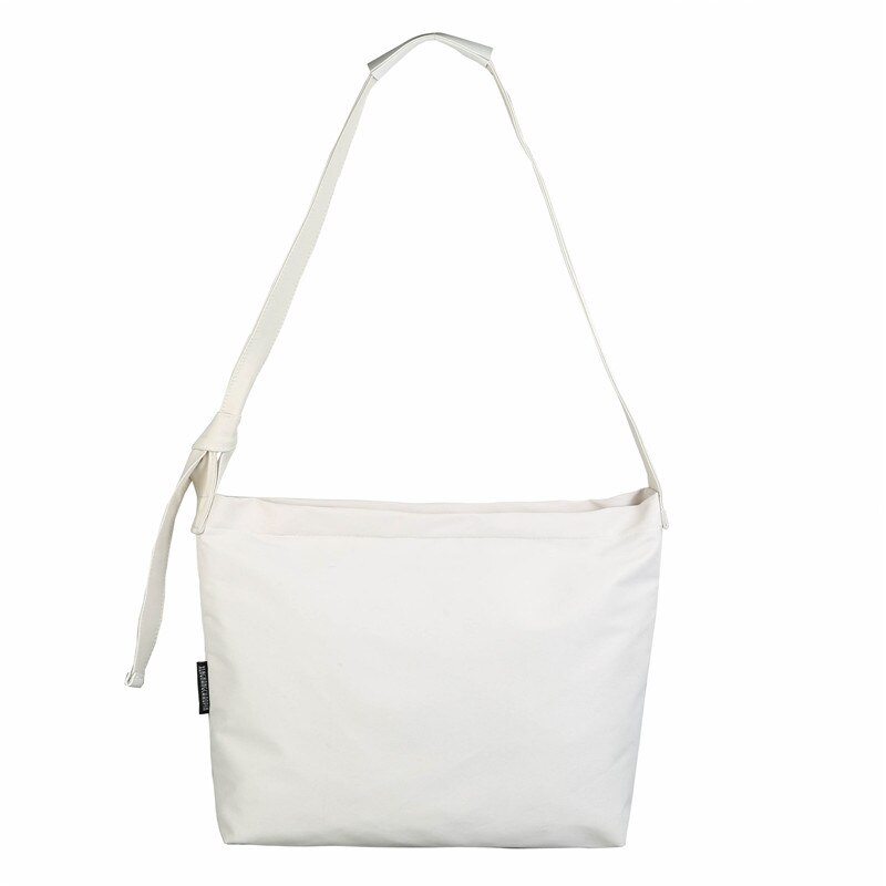 Vrouwen School Messenger Tassen Voor Vrouwen Schouder Dames Handtas Solid Grote Capaciteit Nylon Canvas Schoudertas Vrouwelijke Tassen: WHITE