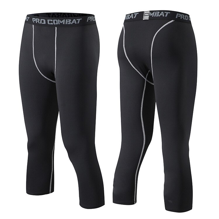 Collant sportivi a compressione uomo bodybuilding Gym Fitness Leggings uomo Running 3/4 pantaloni sportswear Leggings