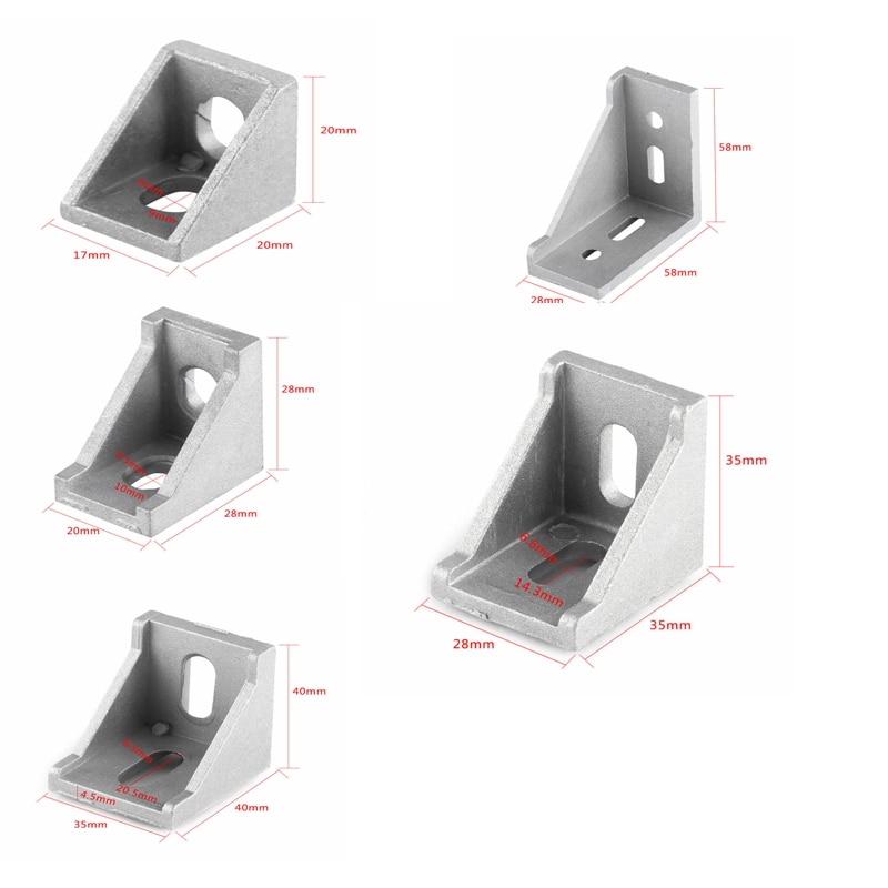 5/10 stk hjørnebeslag hjørne aluminium kontakt brakett feste 3030 4040 2028 3060 serie industriell aluminium profil