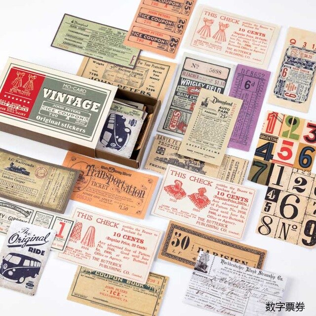 60 stk / kasse vintage etiket serie skrivbart papir klistermærke dekoration klistermærker diy til håndværk dagbog scrapbooking planner etiket klistermærke: E