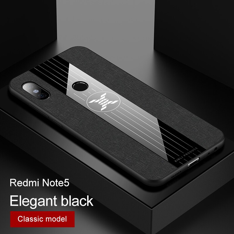 For Xiaomi Redmi Note 5 Pro Case Matte Cloth Glossy Cover For Xiomi Xiaomi Redmi 5 Plus Shockproof Phone Case with Ring Holder: Redmi Note 5 / Black No Ring