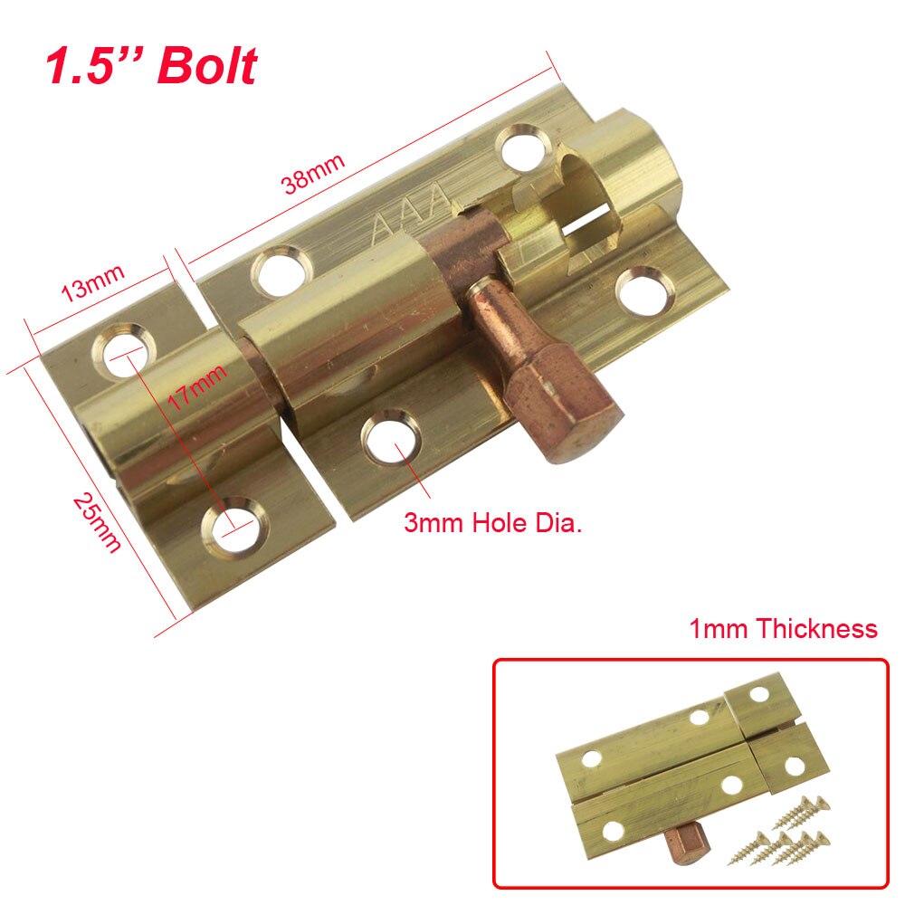 4 stücke 1,5 ''Bass Tür Bolzen verriegeln Goldene Hause Tor Sicherheit Hardware- Fass Bolzen sperren