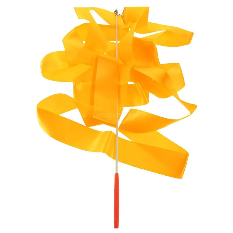 Ruban sur un bâton pour danse, avec ficelle réglable, jouets colorés pour filles, fournitures de fête, article 87HF, 4M: Orange