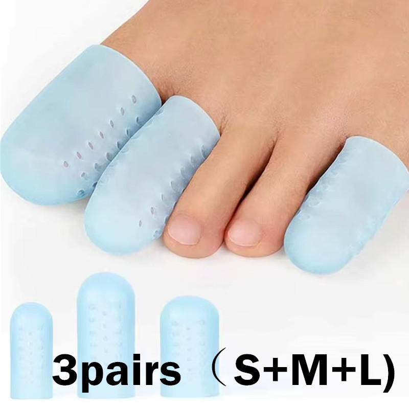 RHBJ Breathable Blue Silicone Toe Caps Anti-Friction Breathable Prevents Blisters Toe Caps Cover Foot Care Toe Protector: Dark Khaki