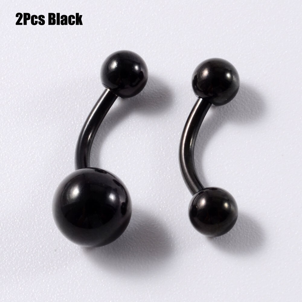 Piercing para el ombligo Mxied de 14g x 10x5/8mm, Piercing para el ombligo, dorado, Negro, Rosa, chapado en oro anodizado, joyería para el cuerpo, 2 uds.: Black