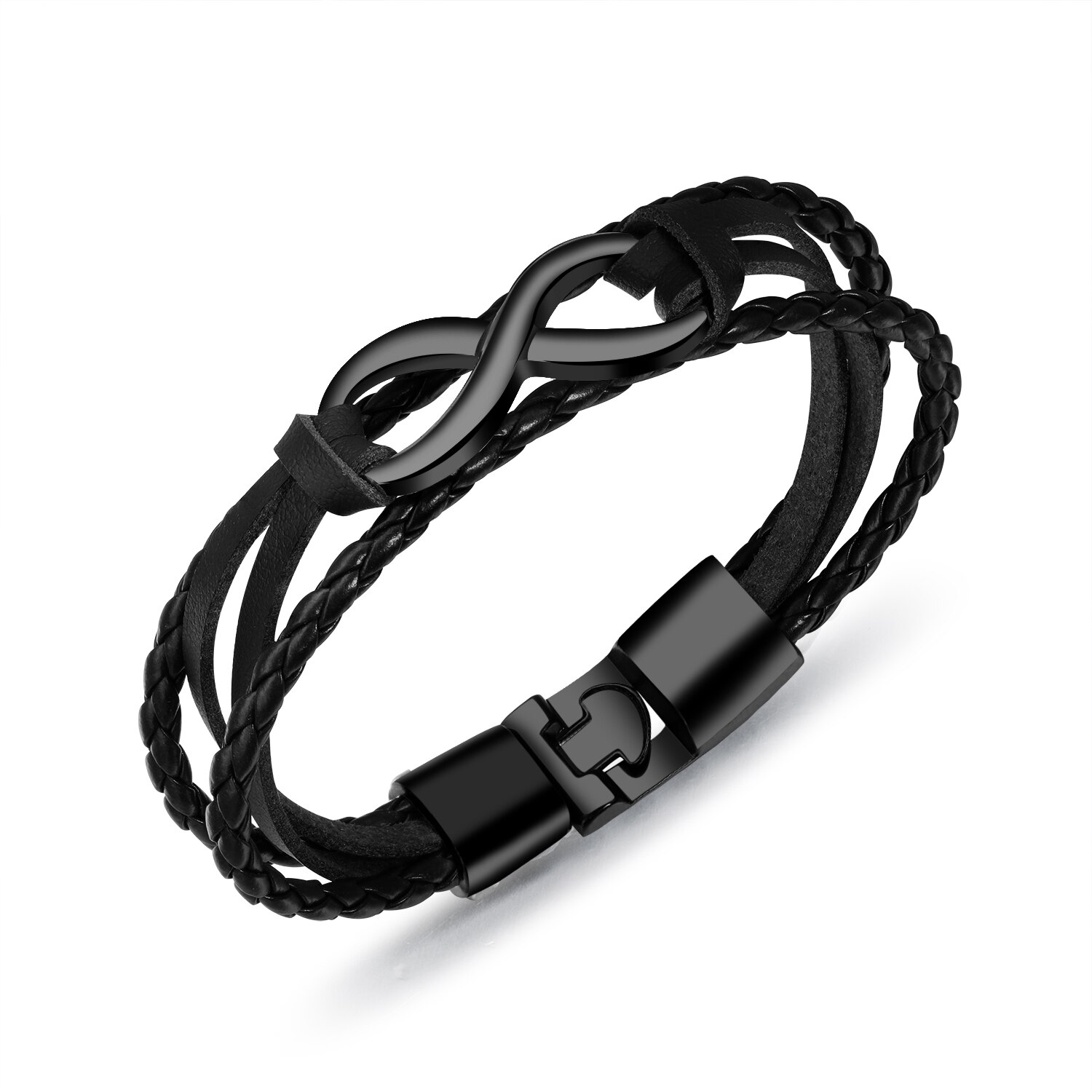 MAE à la en alliage de Zinc 8 forme Bracelet infini multicouche tressé en cuir corde hommes chaîne Bracelet bijoux de décor masculin