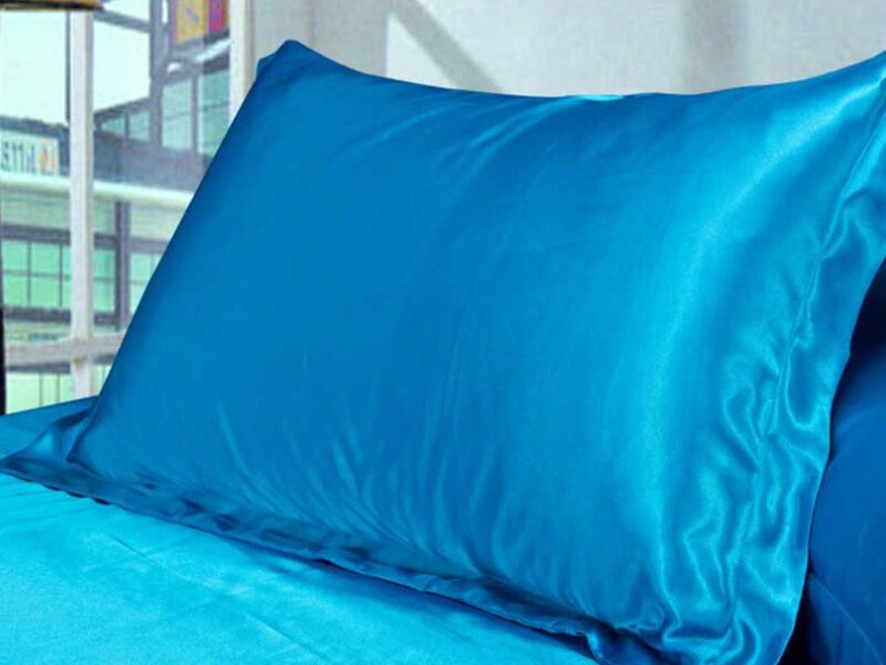 58x70cm High Standard Pure Satin Silk Soft Pillowcase Cover Chair Seat Bedding Throw Pillow Covers Square Pillow Case Multicolor: Lake blue