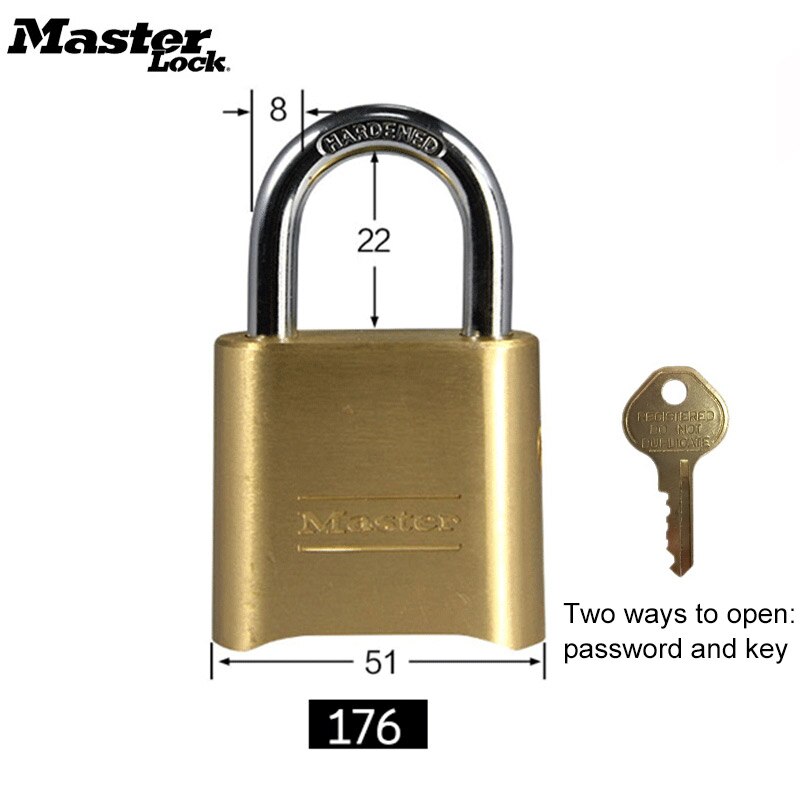 Master Lock Password Padlock Brass Solid Body Anti-rusting Combination Code Lock Door Locker Anti-theft Padlocks Waterproof: 176KAMCN