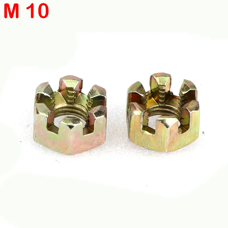 2pcs/lot Connecting Rod Wheel Axle Hub Slotted Castle Nut Groove Hexagon Nut M10/M12/M14/M16/M20: black