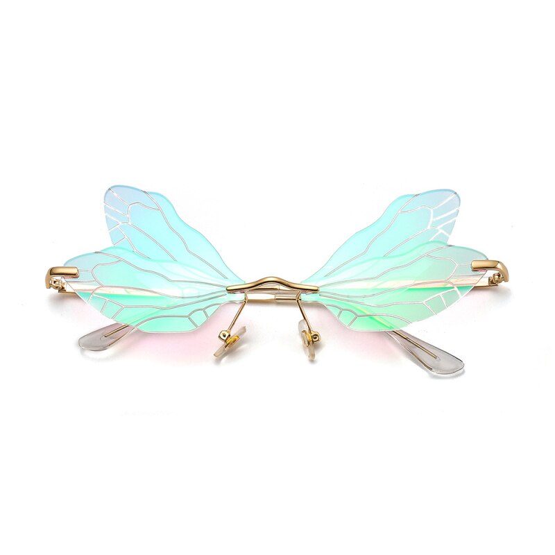 Gafas tipo mariposa sin montura para hombre y mujer, anteojos de sol femeninos con de libélula, de color rosa, con protección UV400, a la: 09