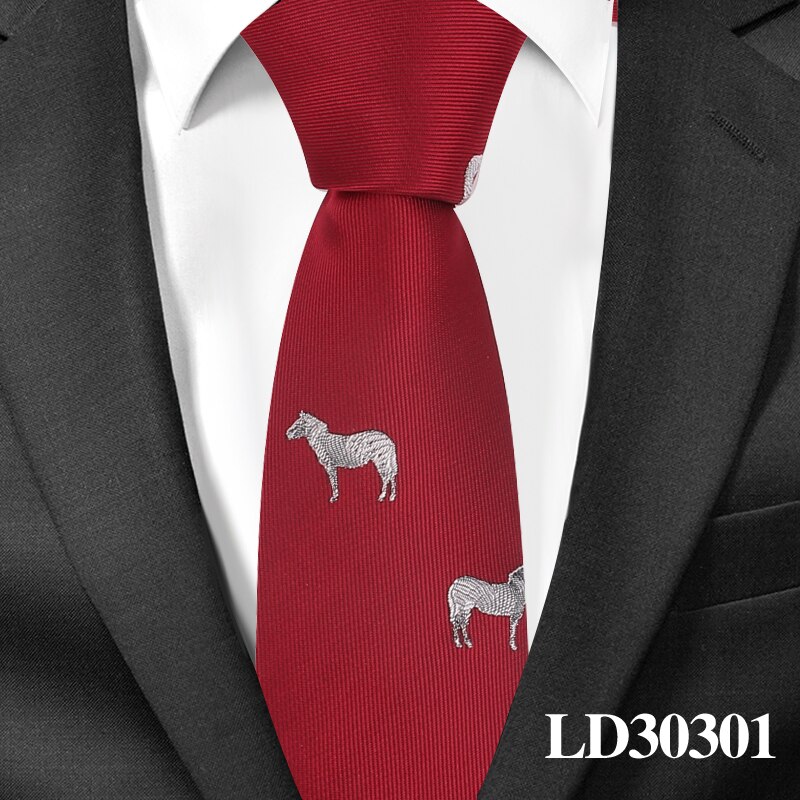 Animal Necktie For Men Polyester Jacquard Cartoon Neck Tie for Wedding Business Suits 6cm Skinny Ties Slim Men Tie Gravatas: LD30301