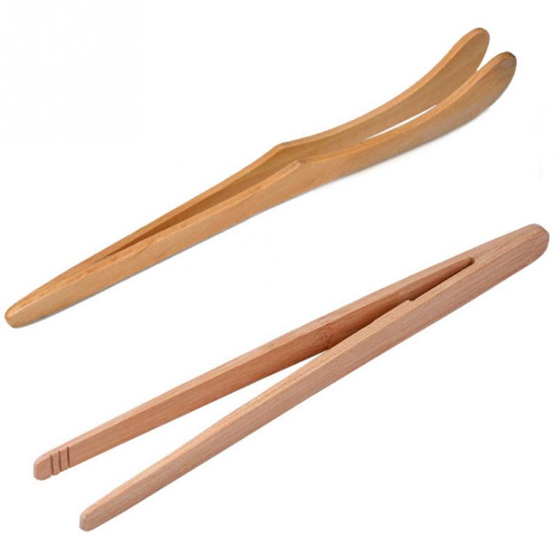 Tongs alimentaires en bois de bambou, Bacon, sucre, thé glacé, salade maison