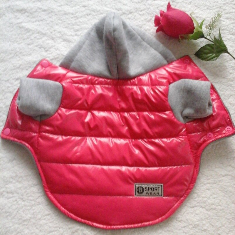 Ropa de invierno para perro mascota, chaqueta de plumas cálidas, abrigo impermeable, sudaderas con capucha de S-XXL para Chihuahua, perros medianos y pequeños: Red / L