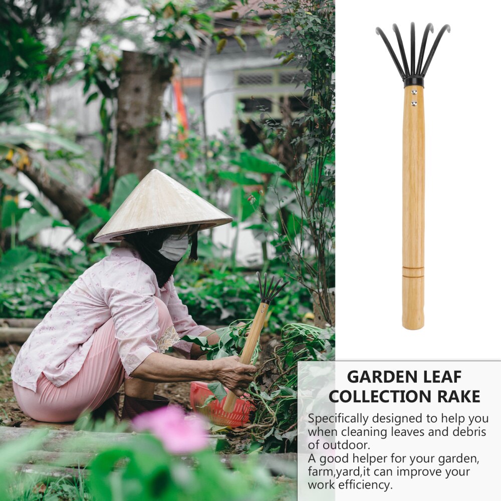1pc Leaf Collection Rake Practical Carbon Steel Rake Garden Cleaning Tool(Black)