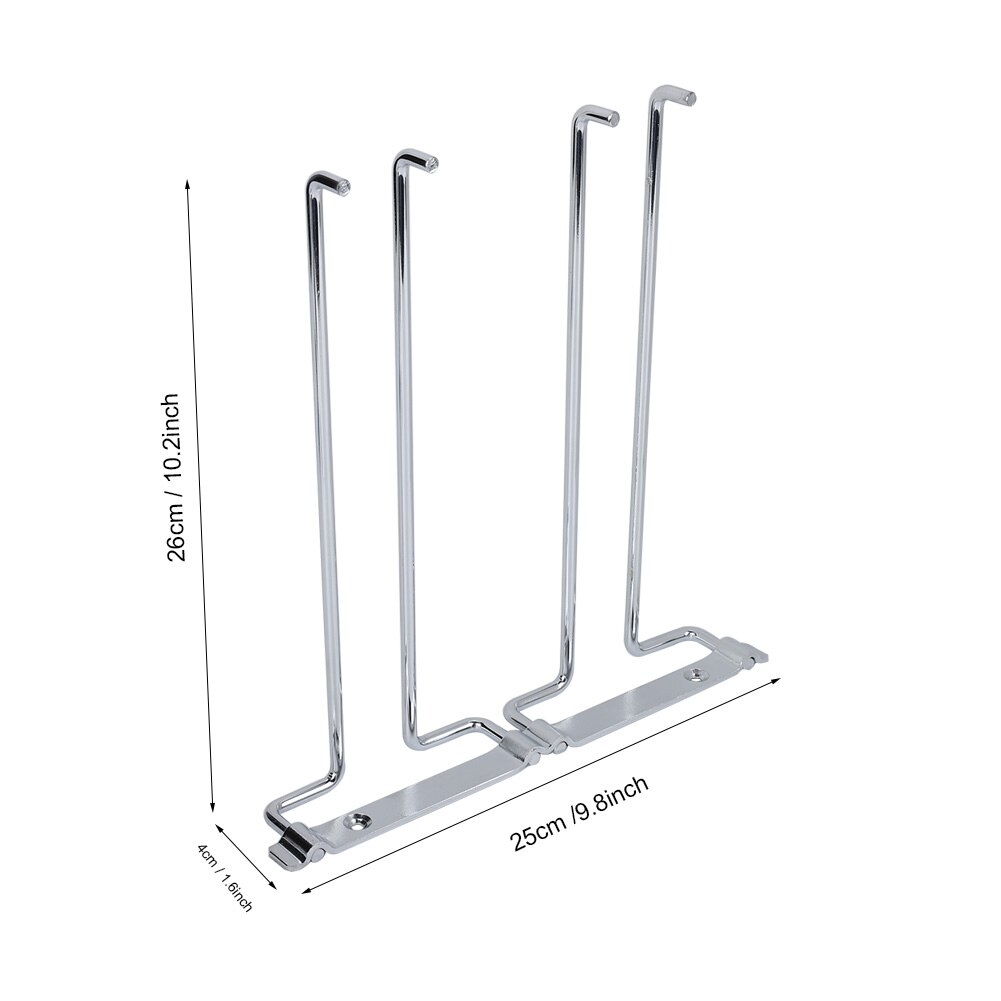 Stainless Steel Double Row Iron Chrome Wine Glasses Holder Wall Mount Stemware Rack Wall-Mounted Wine Glass Rack With Screws