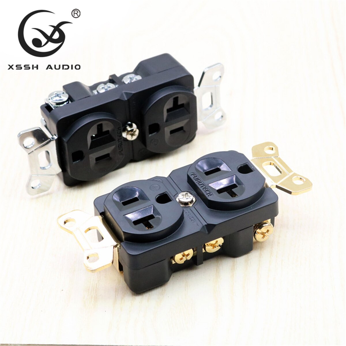 Electrical Outlet - 20A 125V USA Standard - Pure Copper Gold/Rhodium Plated - Surge & Overload Protection