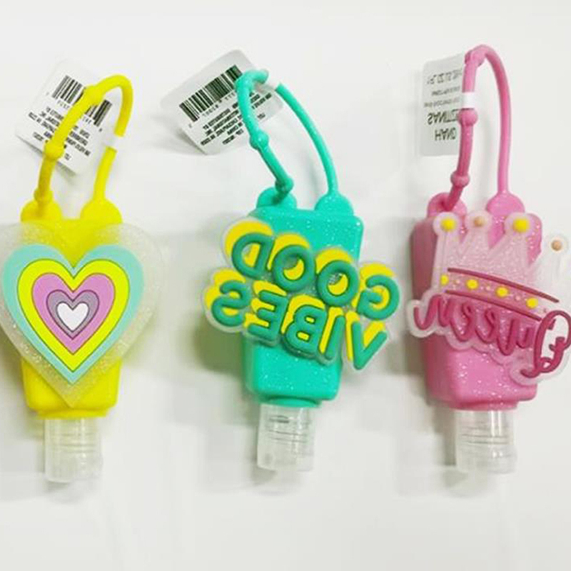 1pcs 30ml Cute Heart Silicone Mini Hand Sanitizer Hand Gel Holder Portable Safe Gel Holder Travel Shampoo Soap Dispenser Bottle