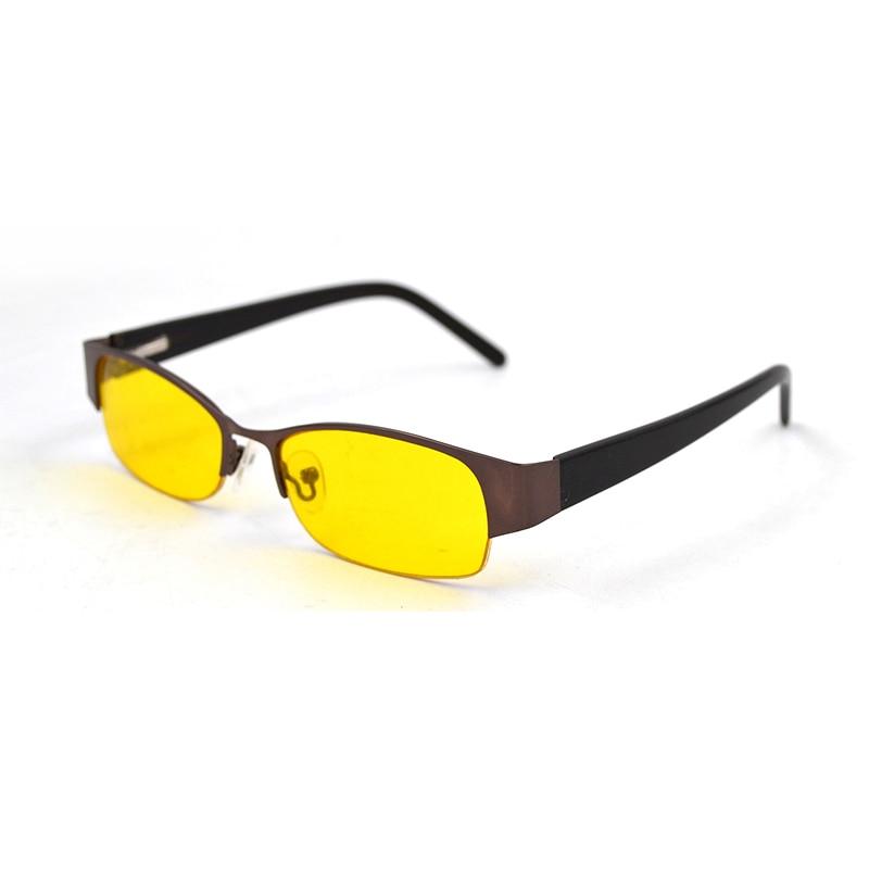 Men Semi Rimless Yellow Lens Night Vision Glasses Women High Definition Rectangle Driving Eyeglasses Spectacles D5