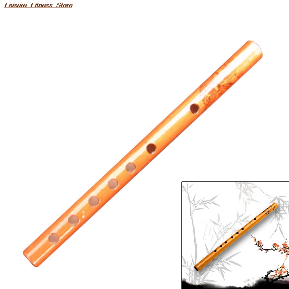1Pc Chinese Traditional 6 Holes Bamboo Flute Vertical Flute Clarinet Student Musical Instrument Wooden Color